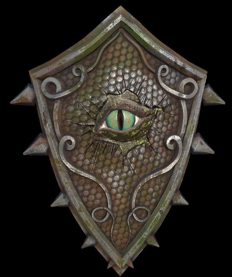 Shield with eye low poly 6 texture options and high poly Low-poly 3D model_41