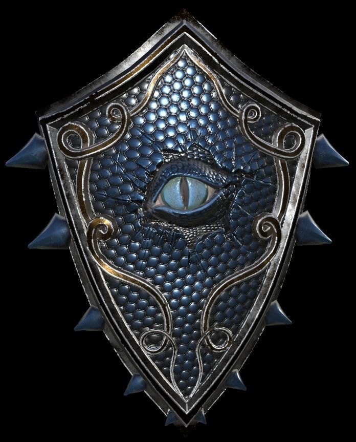 Shield with eye low poly 6 texture options and high poly Low-poly 3D model_26