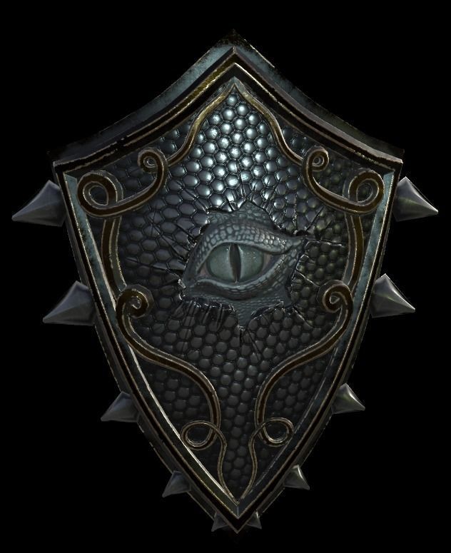 Shield with eye low poly 6 texture options and high poly Low-poly 3D model_16