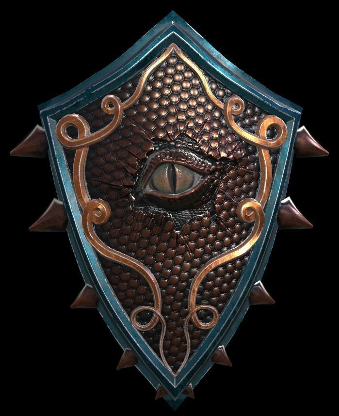 Shield with eye low poly 6 texture options and high poly Low-poly 3D model_45