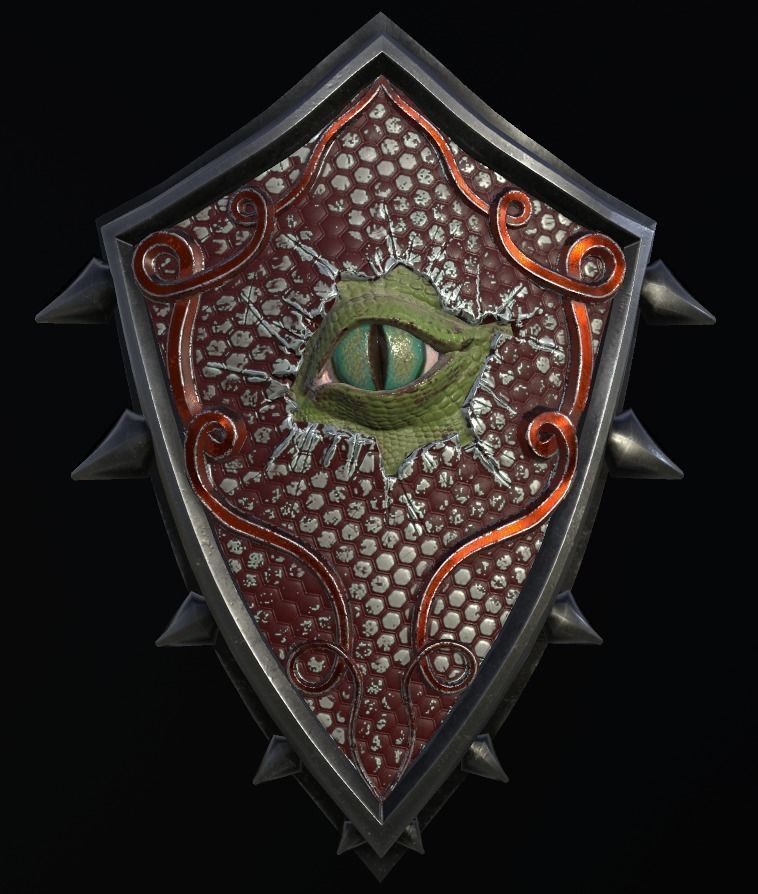 Shield with eye low poly 6 texture options and high poly Low-poly 3D model_56