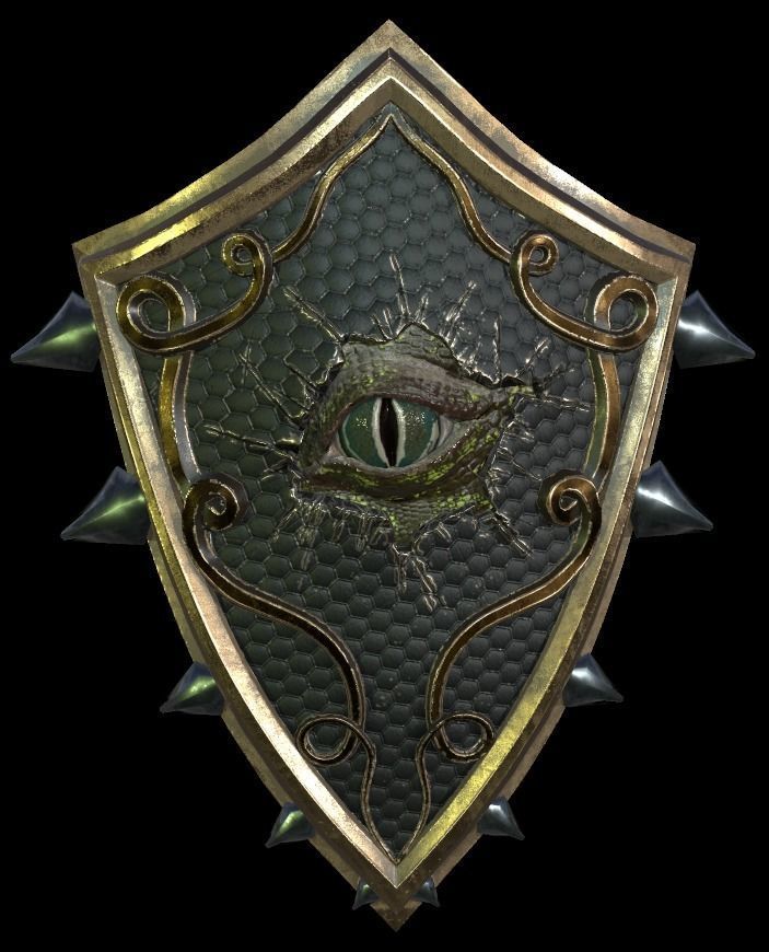 Shield with eye low poly 6 texture options and high poly Low-poly 3D model_22