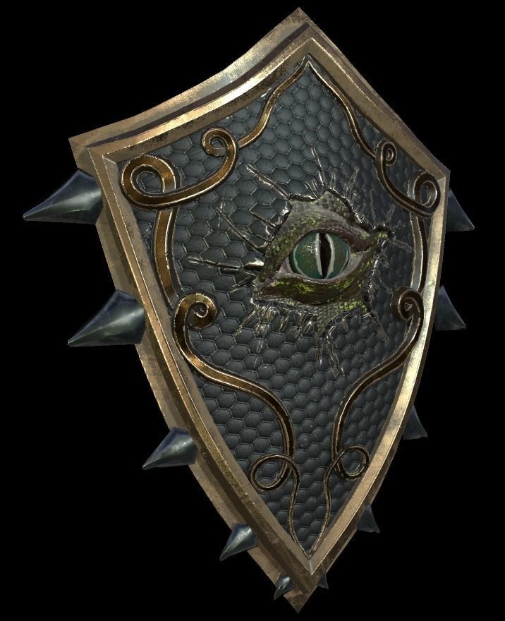 Shield with eye low poly 6 texture options and high poly Low-poly 3D model_18