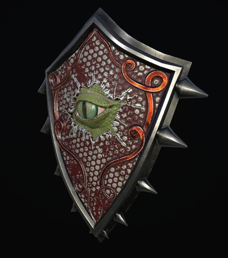 Shield with eye low poly 6 texture options and high poly Low-poly 3D model_52