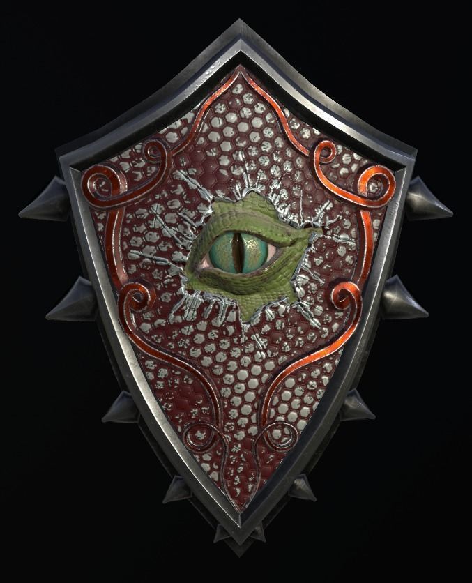 Shield with eye low poly 6 texture options and high poly Low-poly 3D model_53