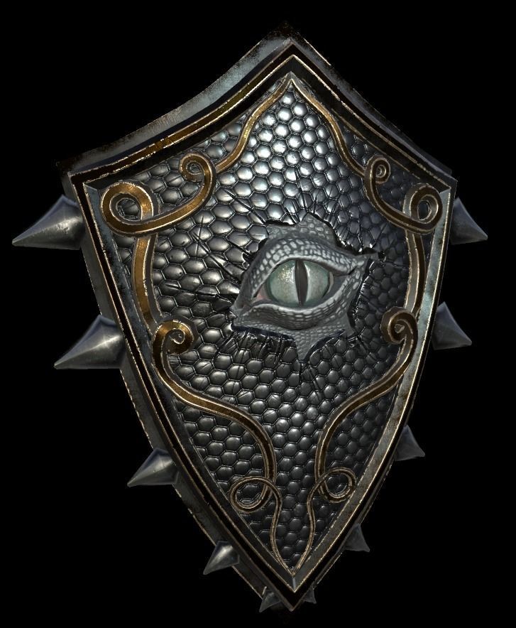 Shield with eye low poly 6 texture options and high poly Low-poly 3D model_9