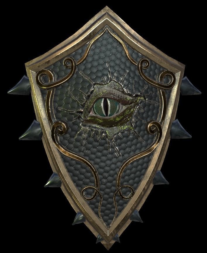 Shield with eye low poly 6 texture options and high poly Low-poly 3D model_17