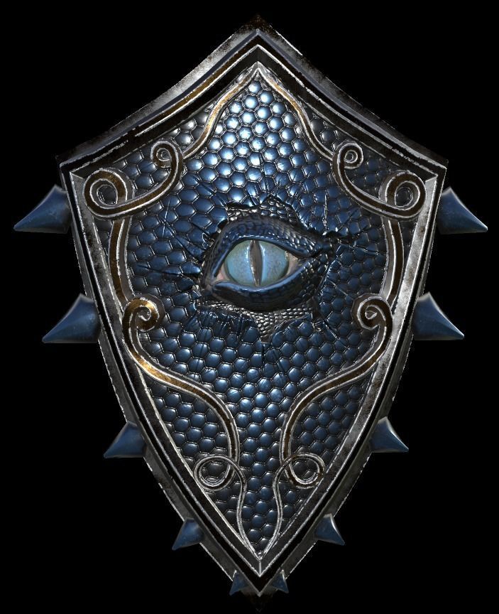 Shield with eye low poly 6 texture options and high poly Low-poly 3D model_25