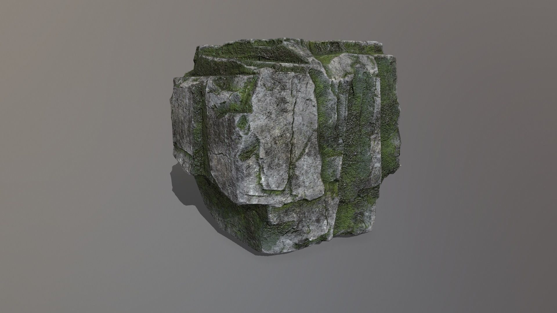 Rock Set with moss Low-poly 3D model_15