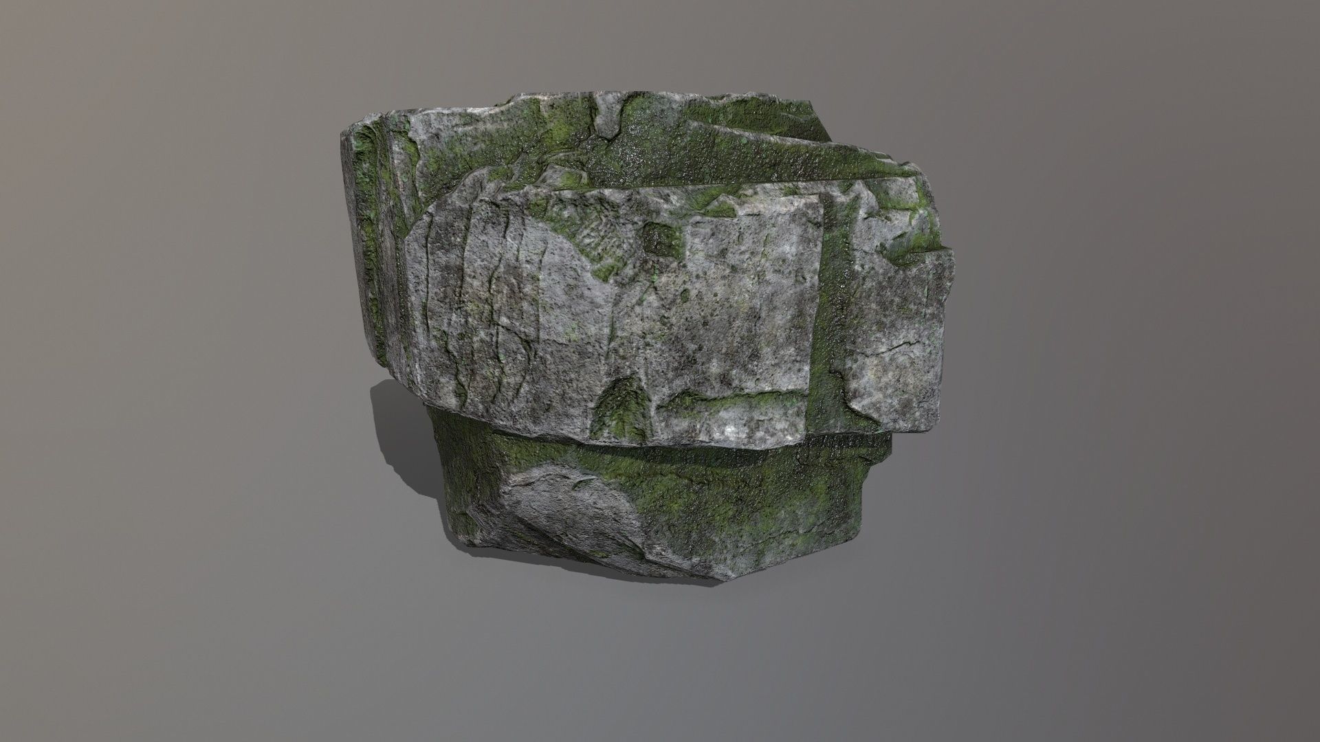 Rock Set with moss Low-poly 3D model_17