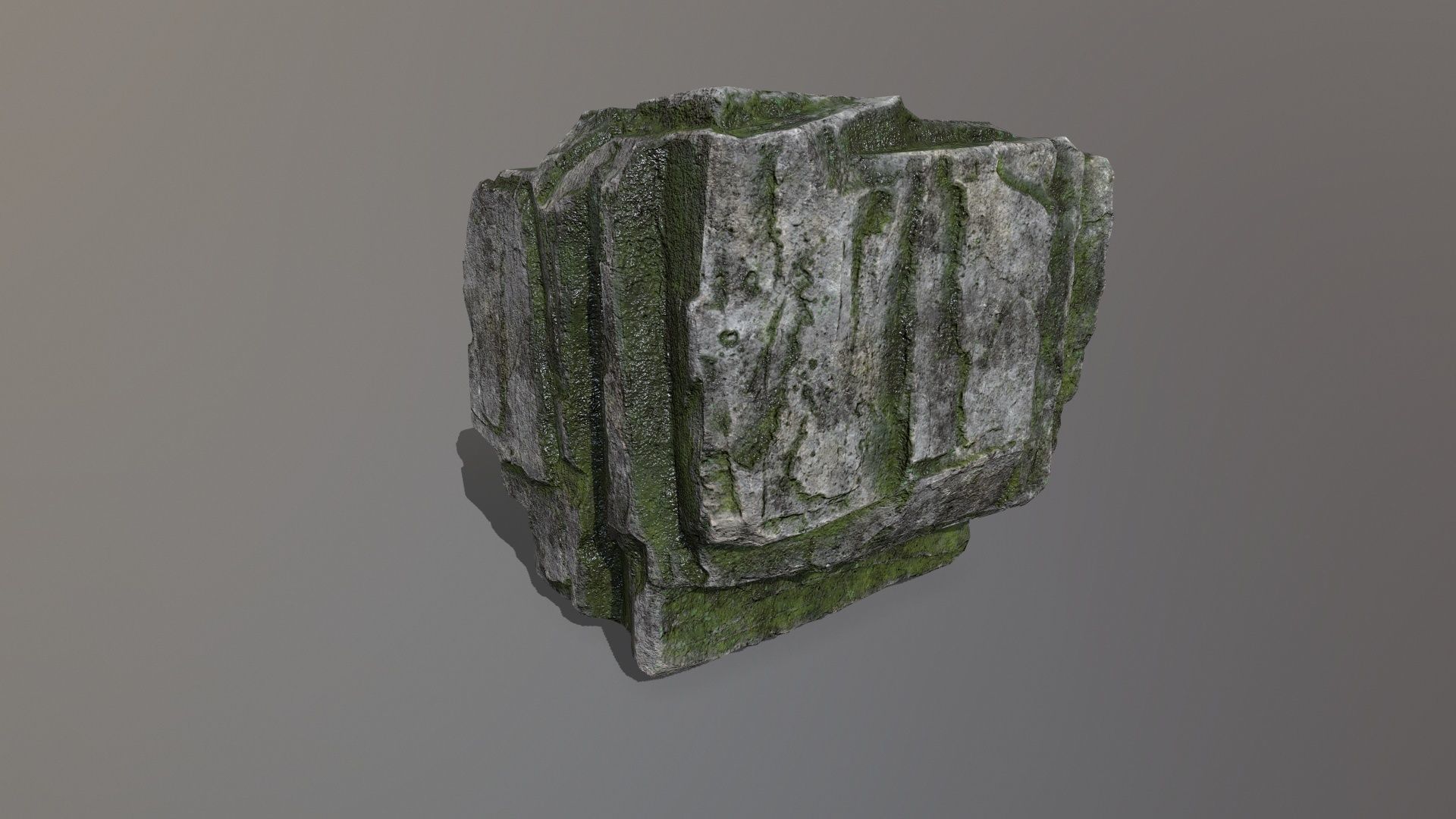 Rock Set with moss Low-poly 3D model_16