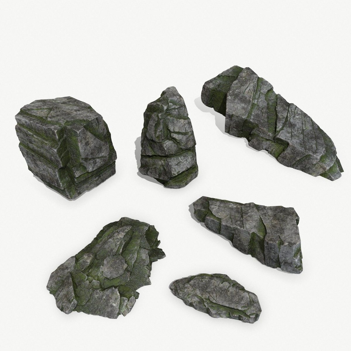 Rock Set Low-poly 3D model_1