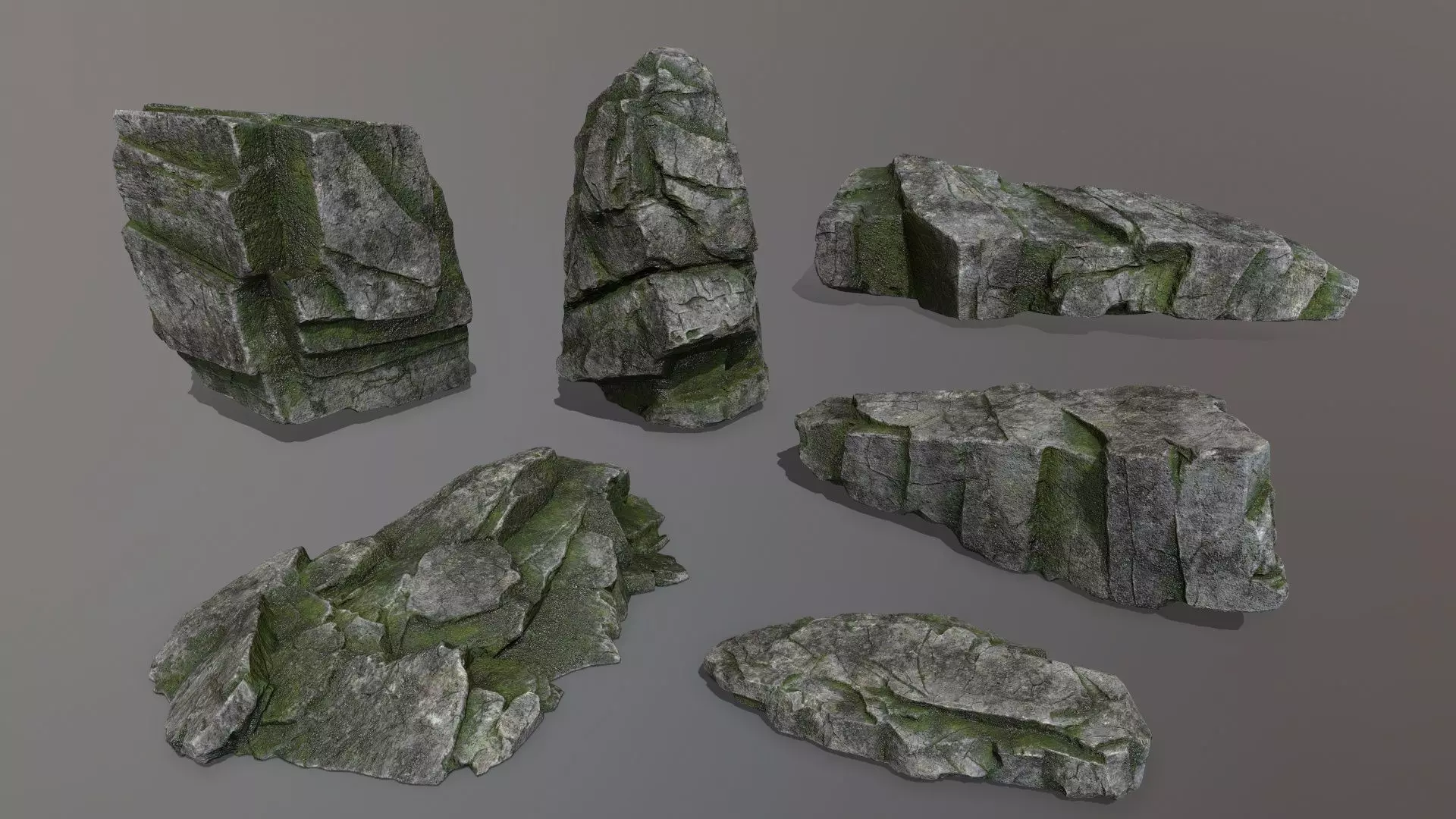 Rock Set Low-poly 3D model_0