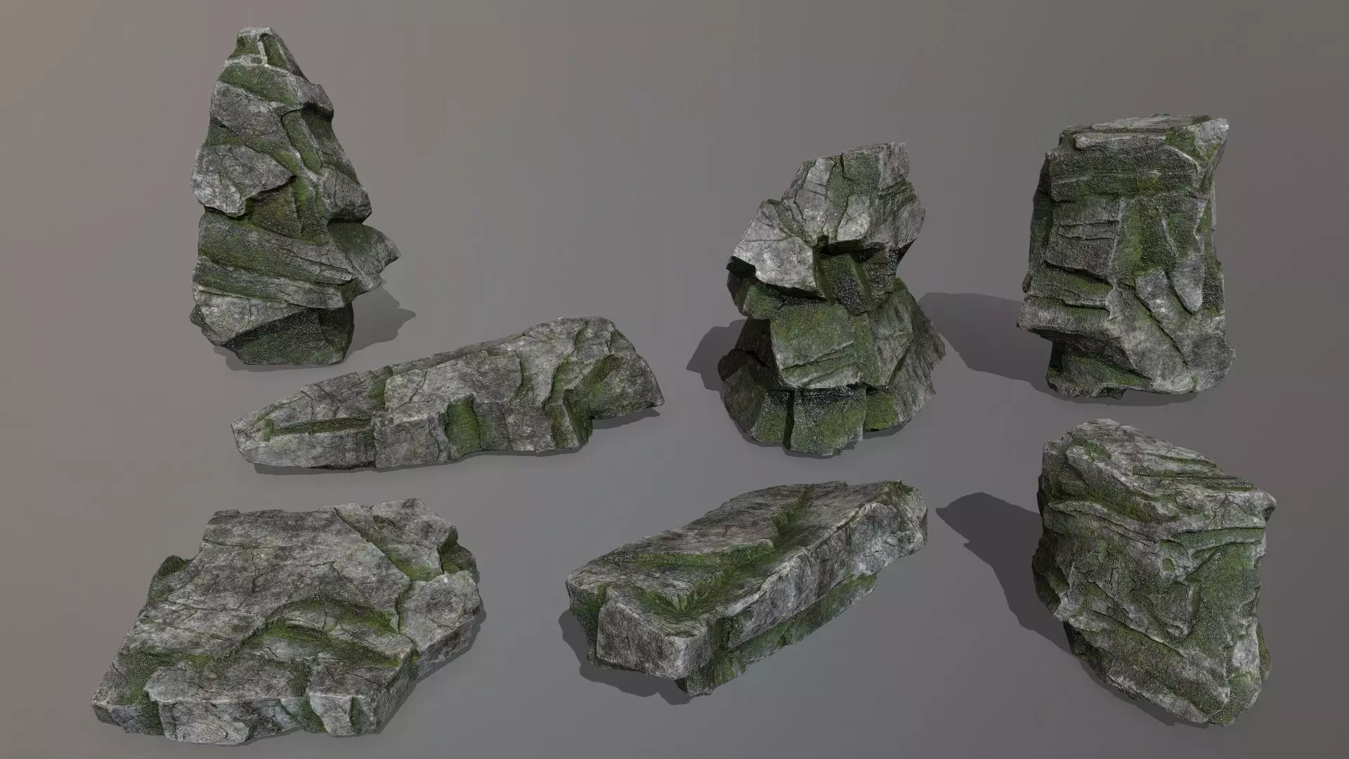 Rock Set Low-poly 3D model_0