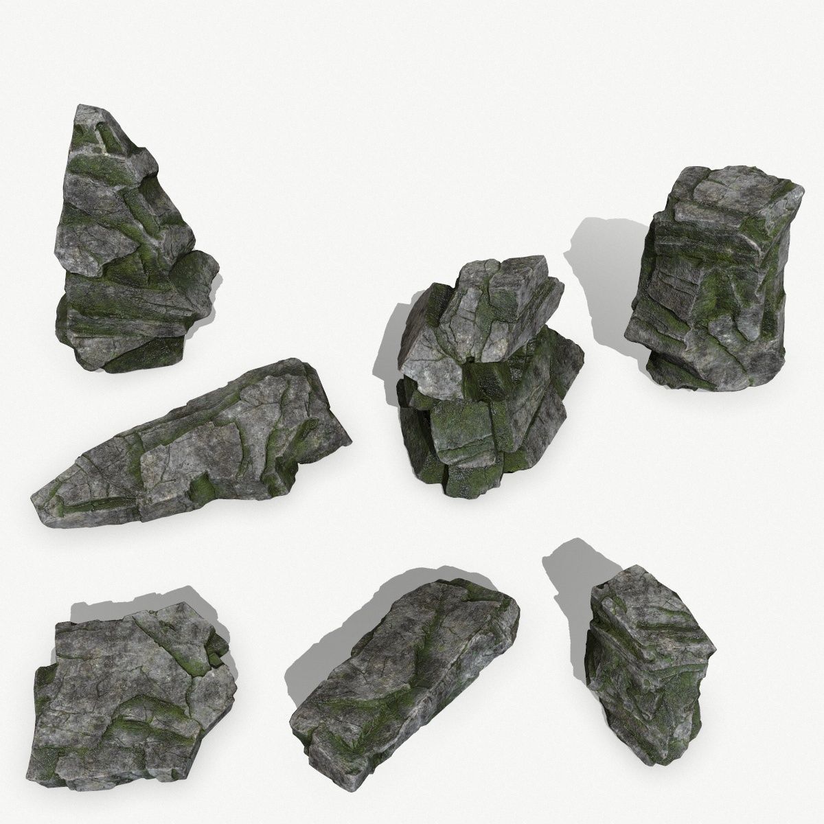 Rock Set Low-poly 3D model_1