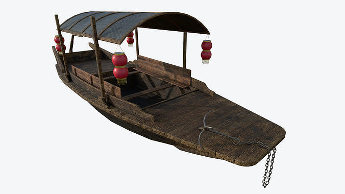 Chinese Boat Low-poly  PBR  Low-poly 3D model