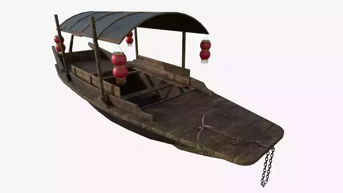 Chinese Boat Low-poly  PBR  Low-poly 3D model