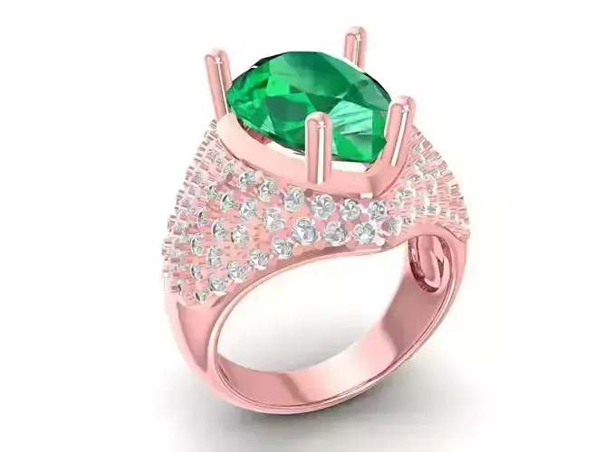 Luxury Pear Cut Pave Diamond Ring for Women 1158