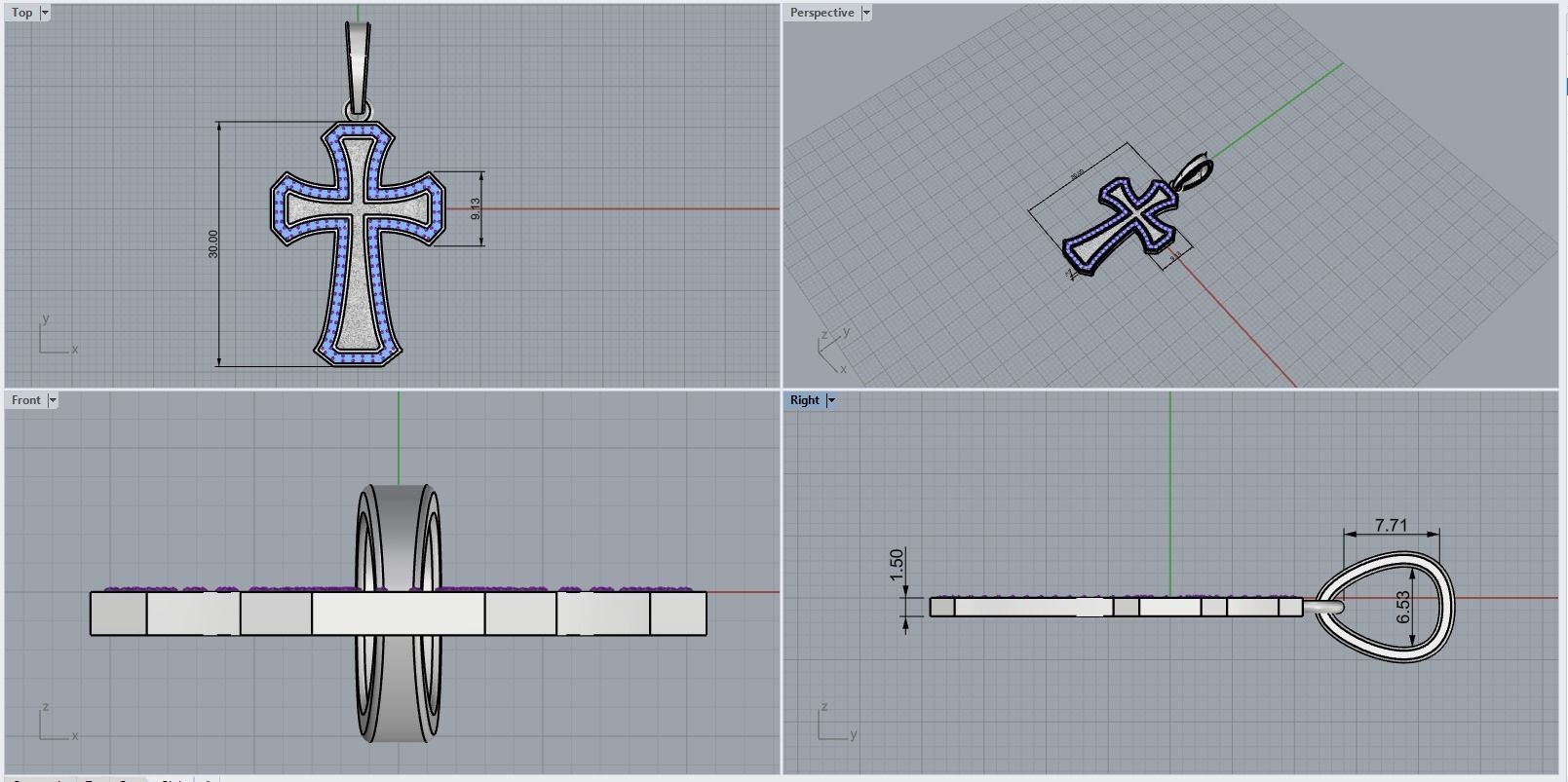 Cross with gems3 3D print model_4