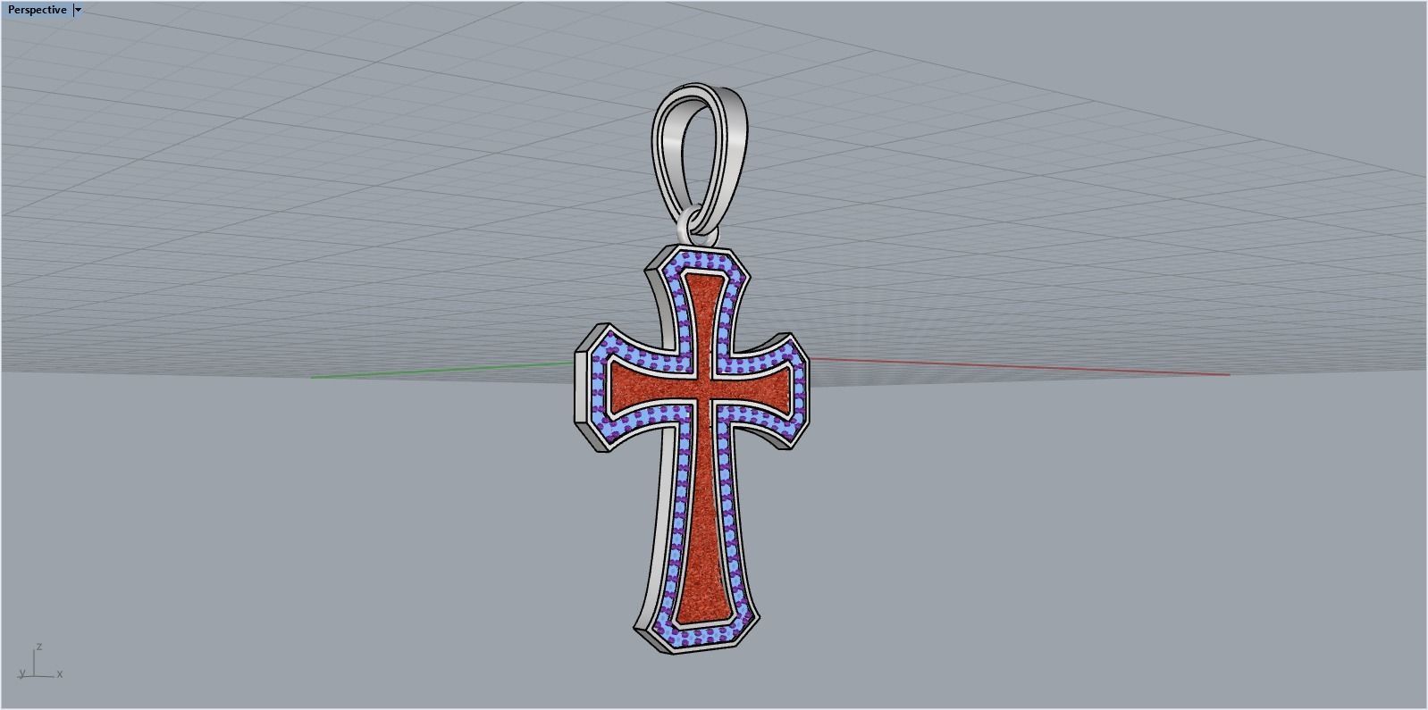 Cross with gems3 3D print model_7