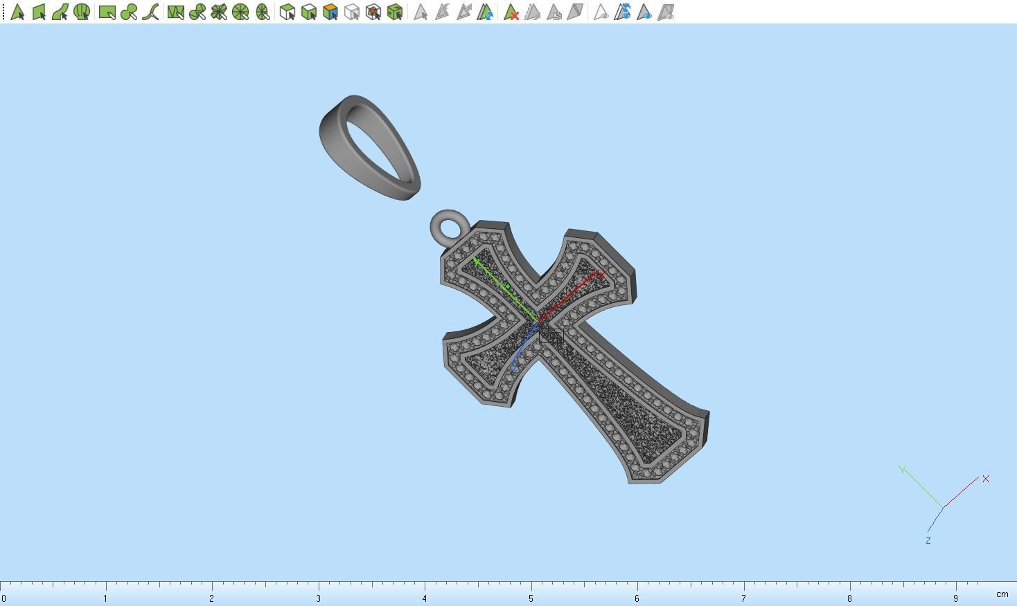 Cross with gems3 3D print model_14