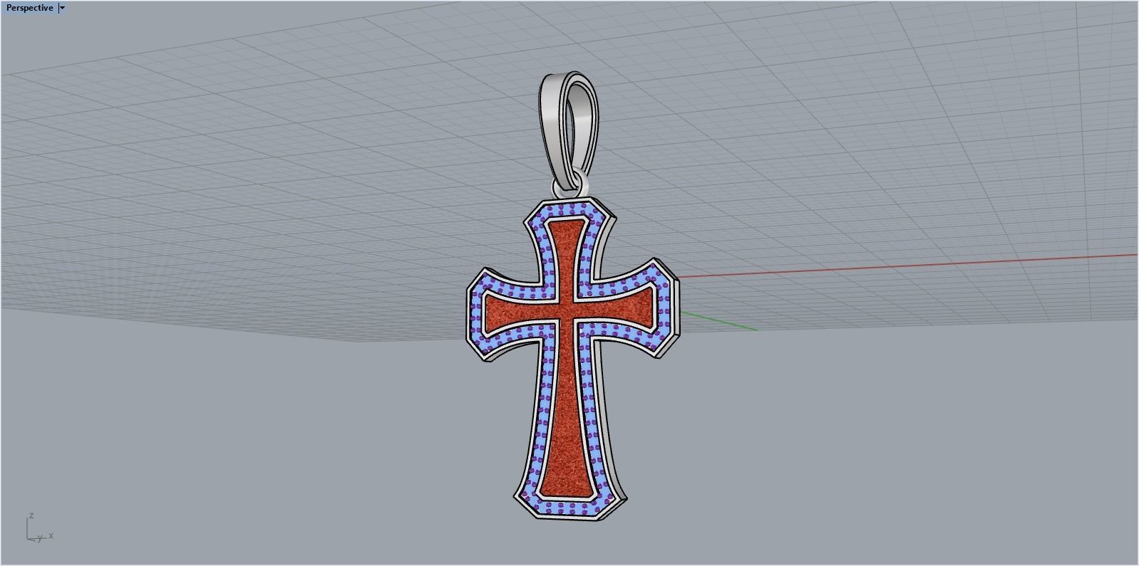 Cross with gems3 3D print model_6
