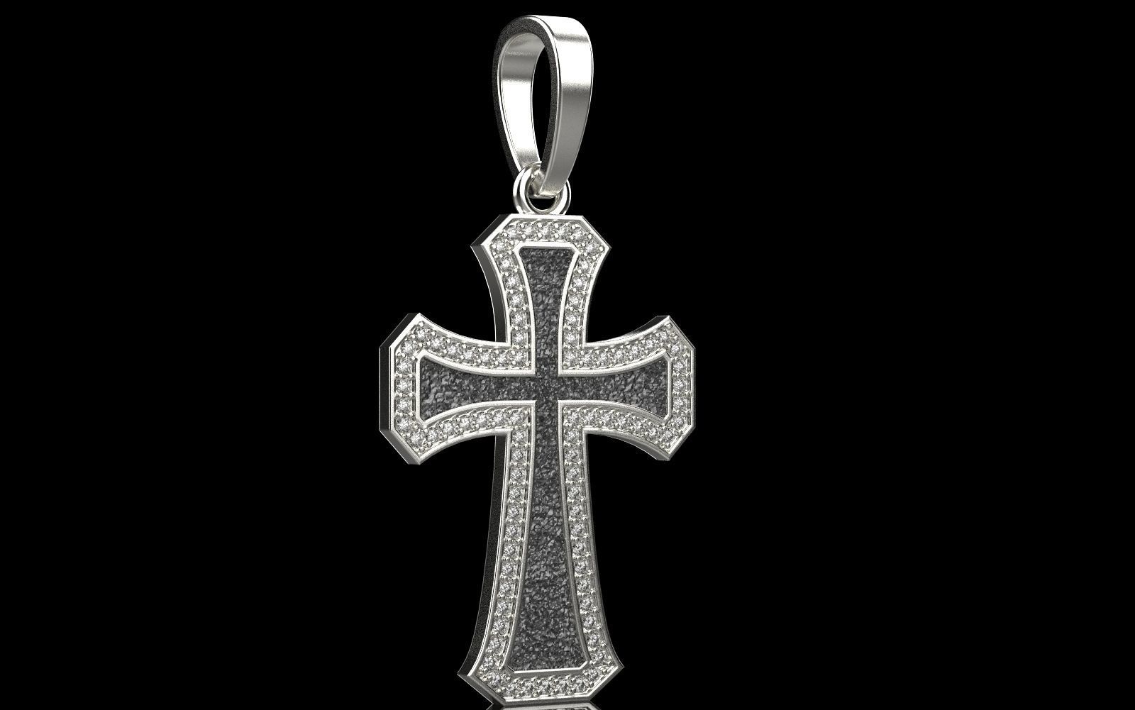 Cross with gems3 3D print model_2