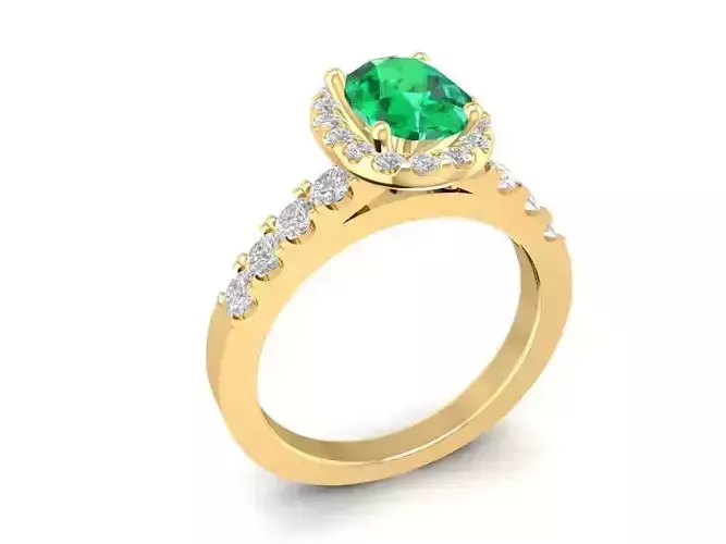 Elegant Oval Emerald Diamond Engagement Ring for Women 1159