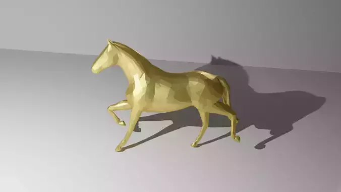 Low Poly Golden Horse Fast Run 