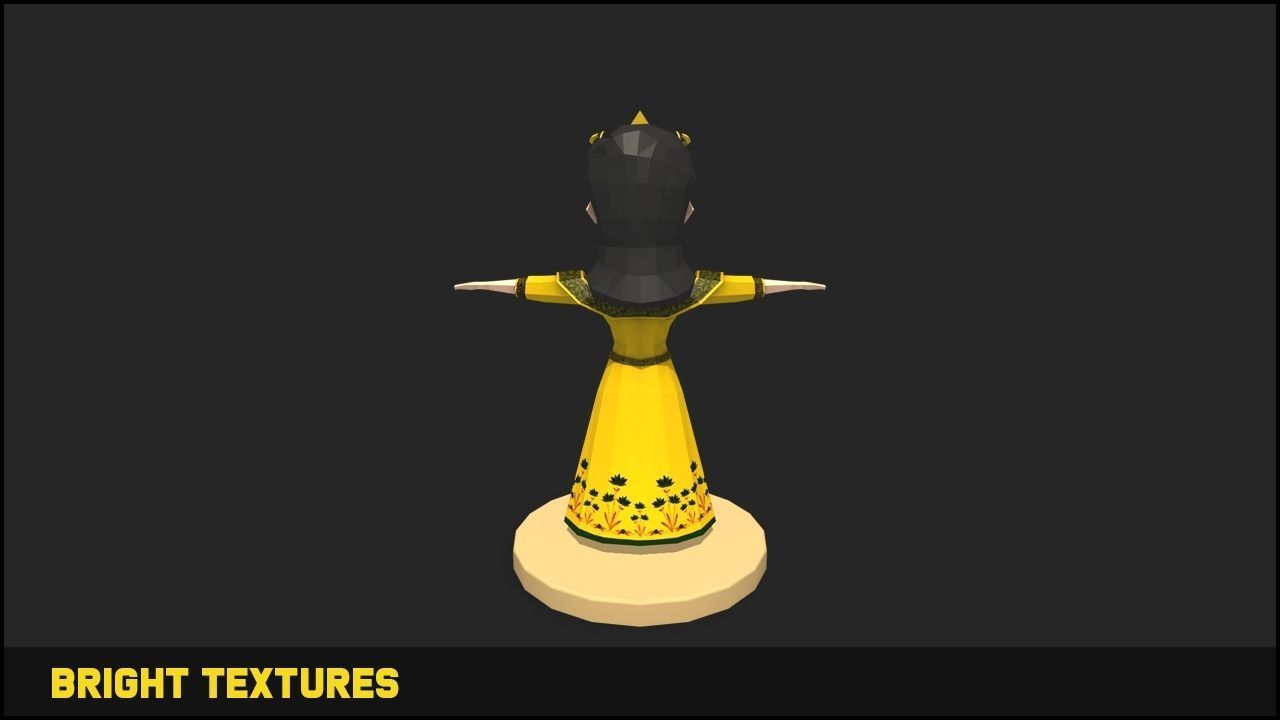 Low Poly Queen statue Low-poly 3D model_2