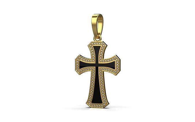 Cross with gems  and enamel 4 3D print model