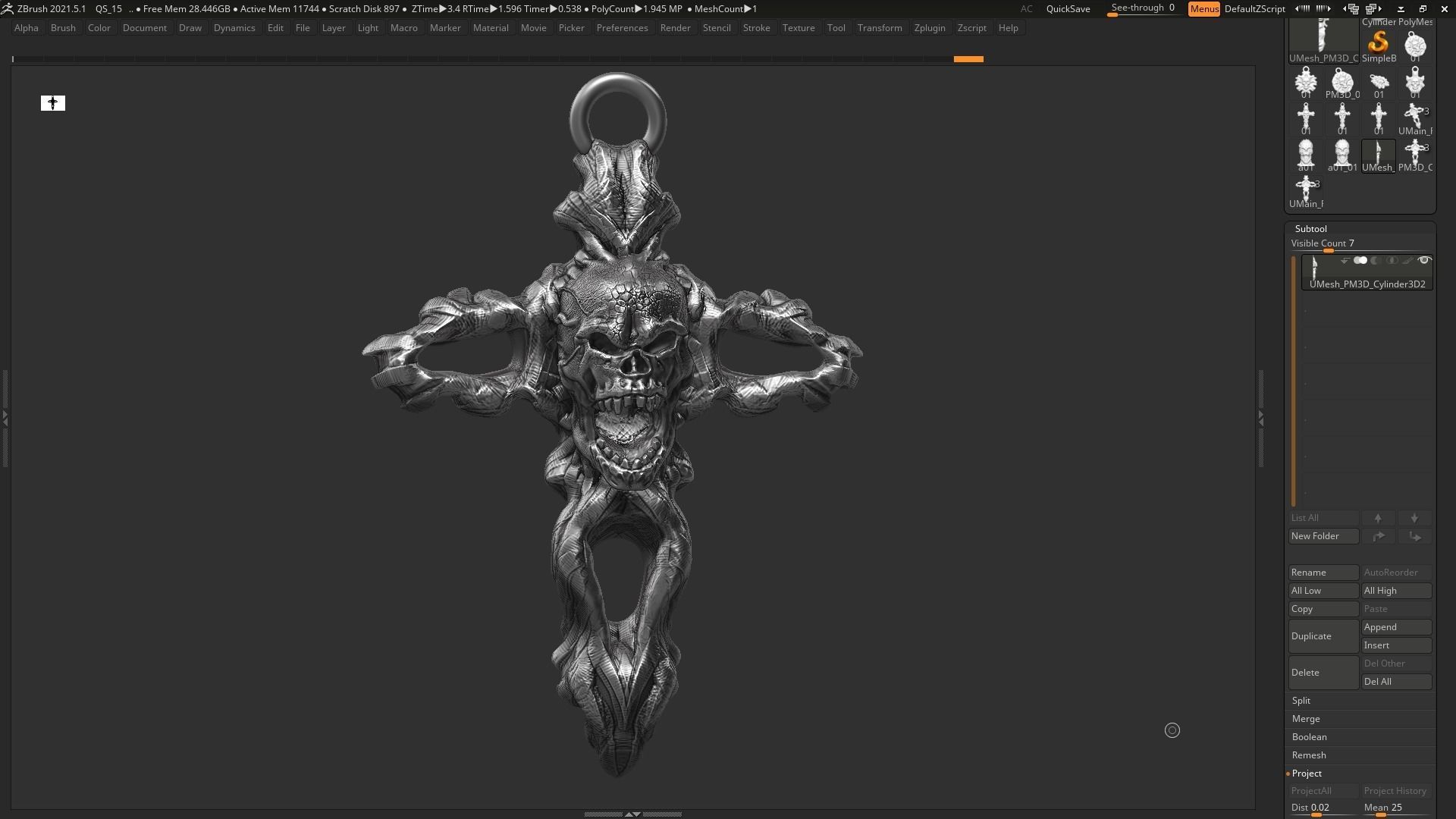 Skull cross Pendant 3d print model 13 3D print model_4