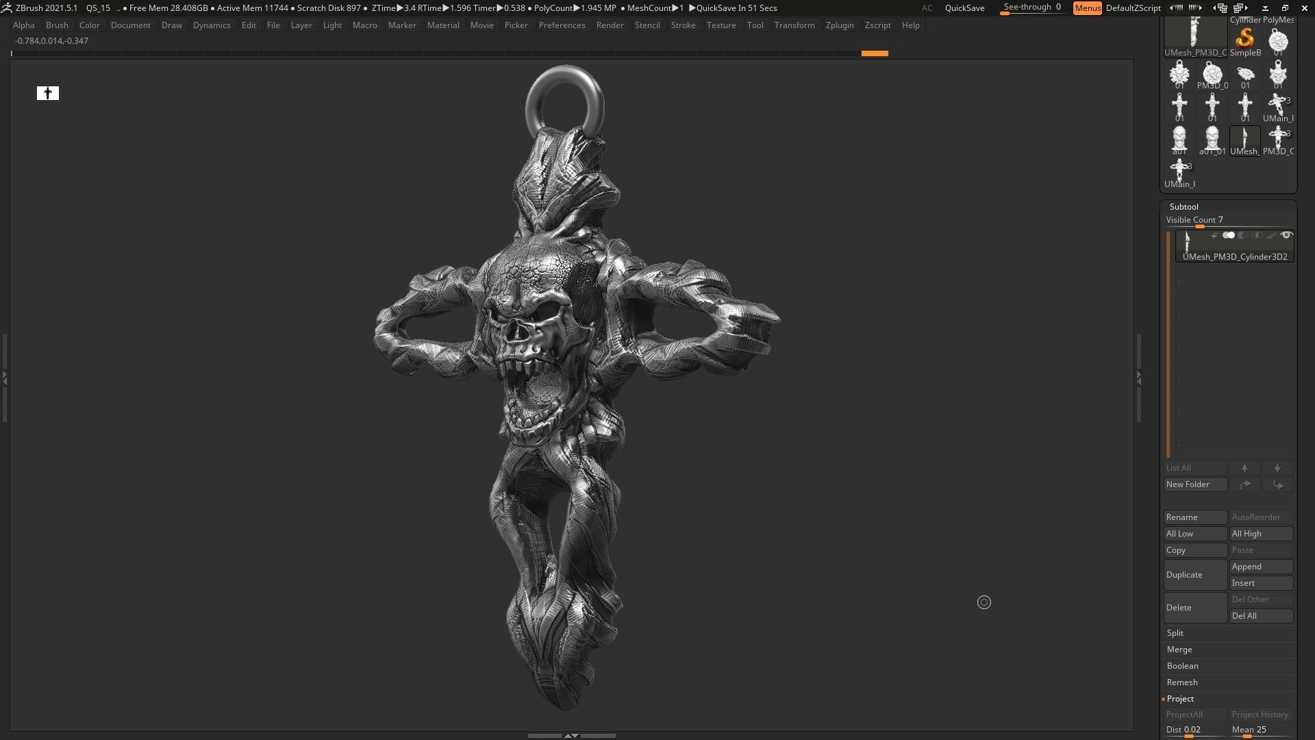 Skull cross Pendant 3d print model 13 3D print model_7