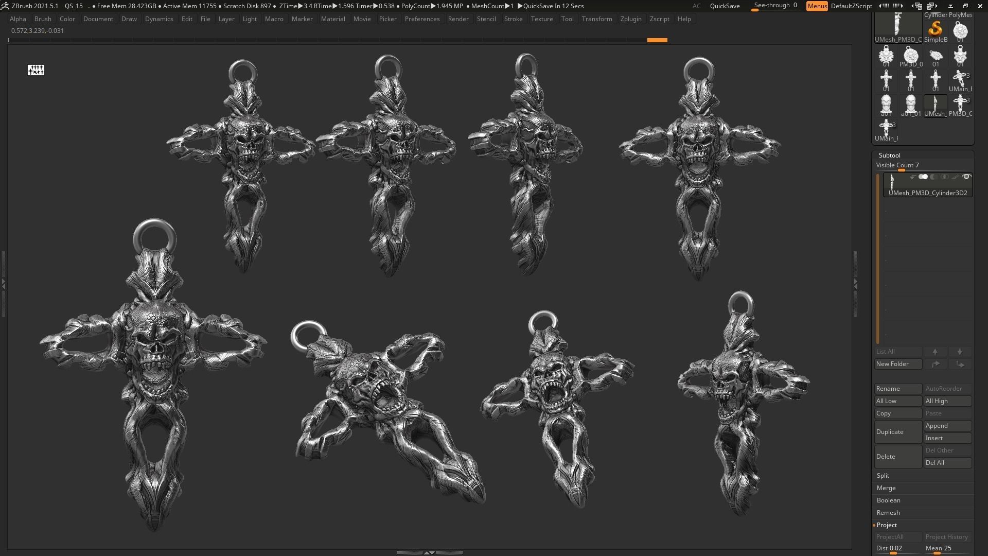 Skull cross Pendant 3d print model 13 3D print model_3