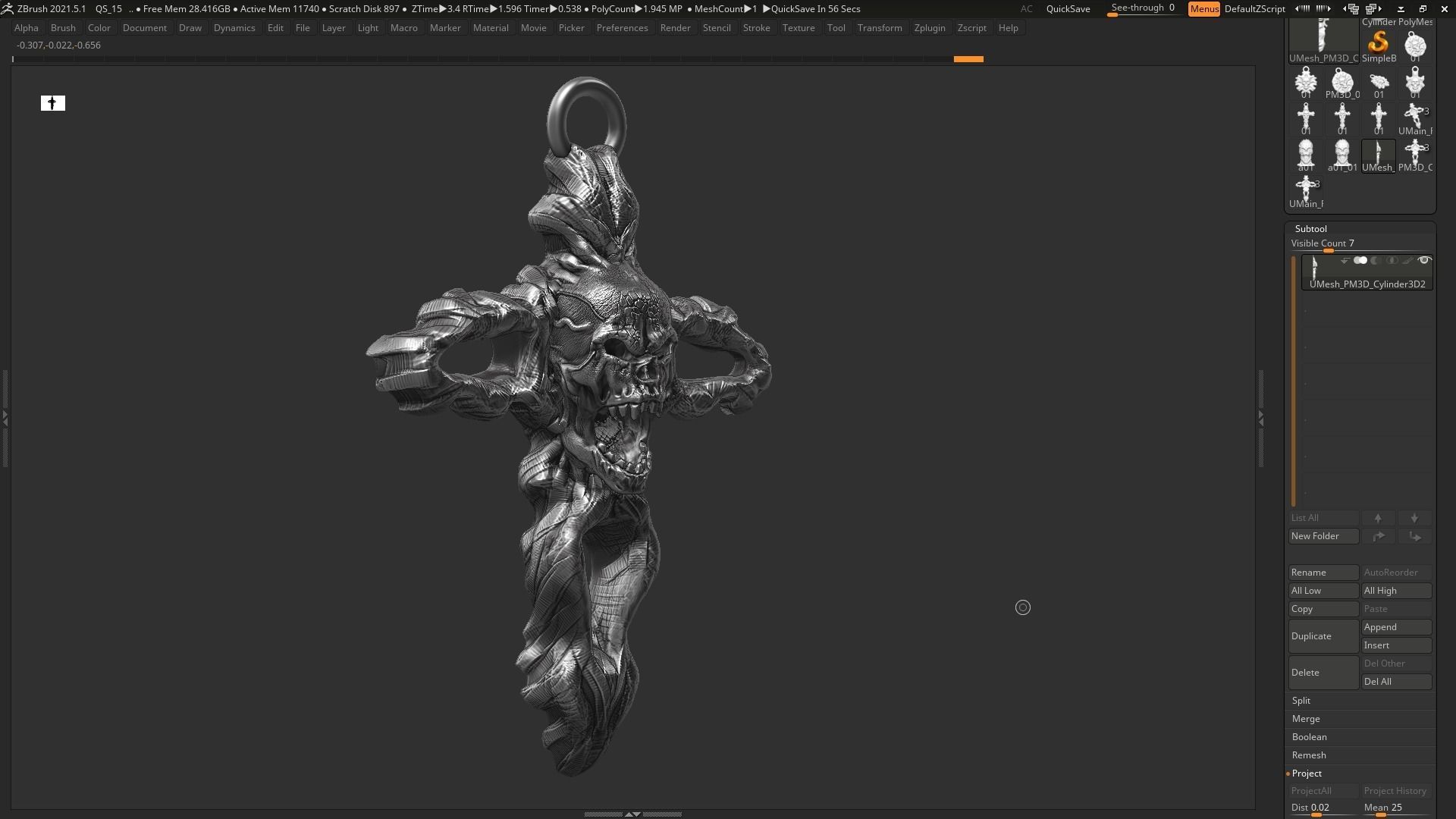 Skull cross Pendant 3d print model 13 3D print model_6