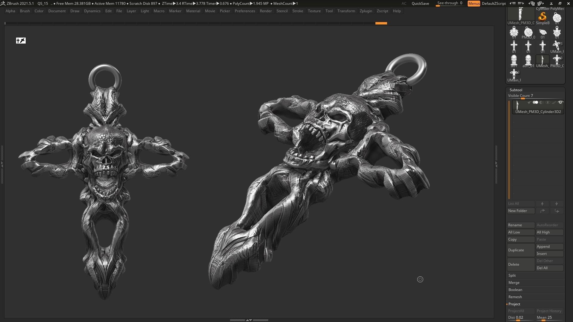 Skull cross Pendant 3d print model 13 3D print model_2