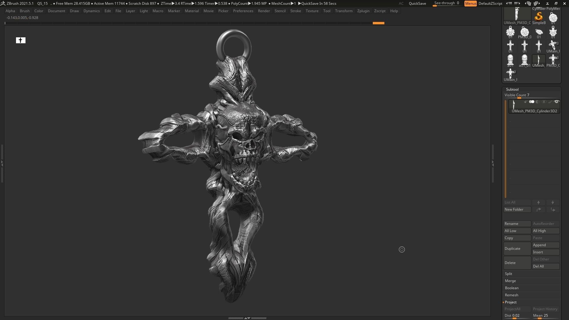 Skull cross Pendant 3d print model 13 3D print model_5