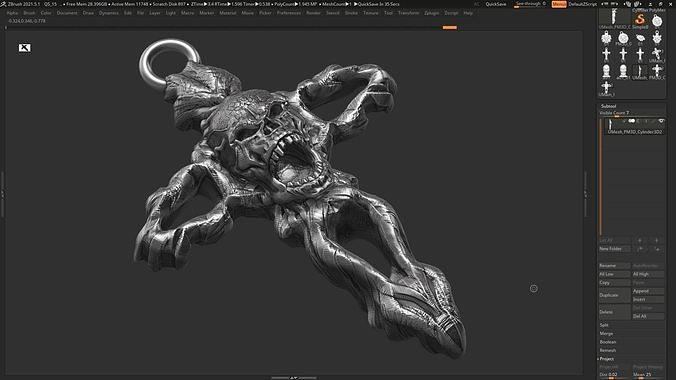 Skull cross Pendant 3d print model 13 3D print model