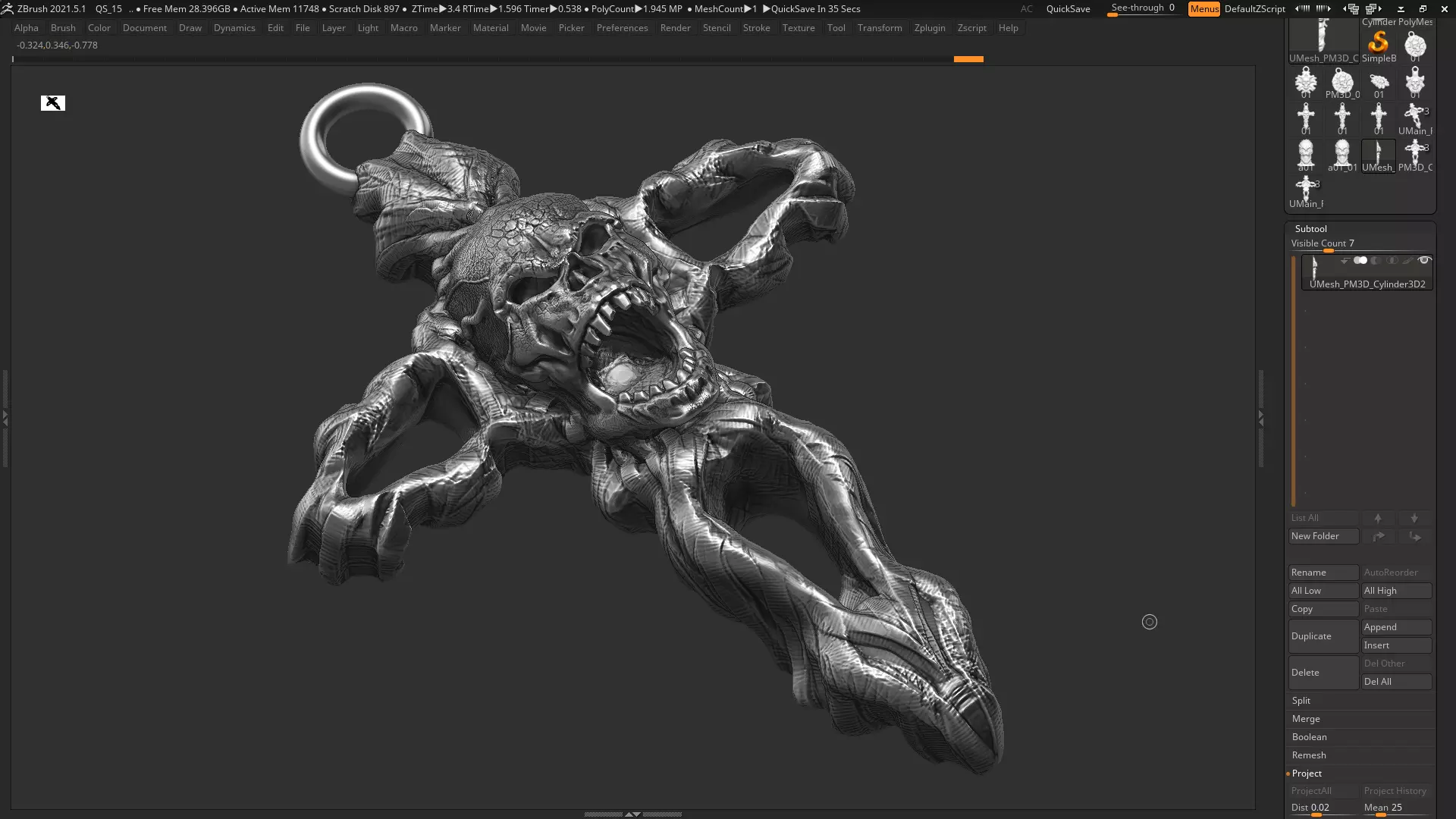 Skull cross Pendant 3d print model 13 3D print model_0