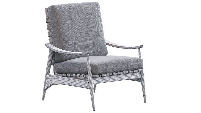 Mid Century Outdoor Show Wood Lounge Chair Leather 3D model 3