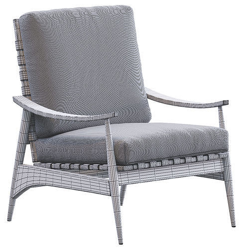 Mid Century Outdoor Show Wood Lounge Chair Leather 3D model 5