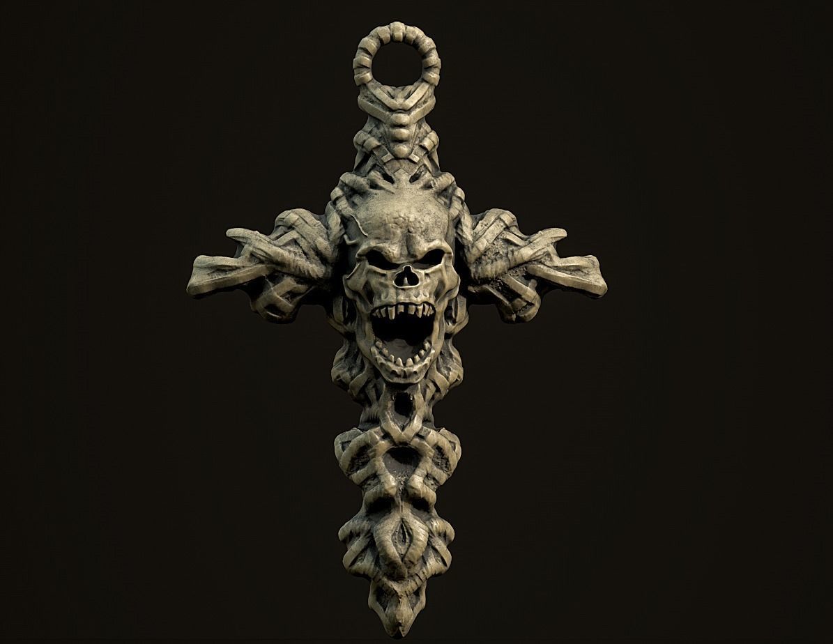 Skull cross Pendant 3d print model 14 3D print model_1