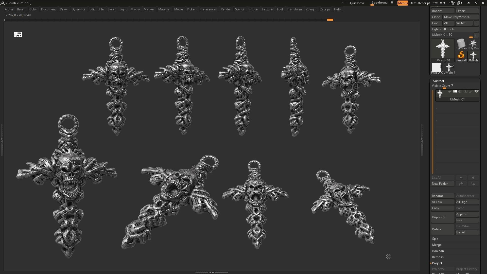 Skull cross Pendant 3d print model 14 3D print model_5