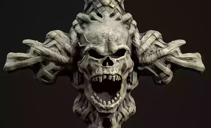 Skull cross Pendant 3d print model 14 3D print model