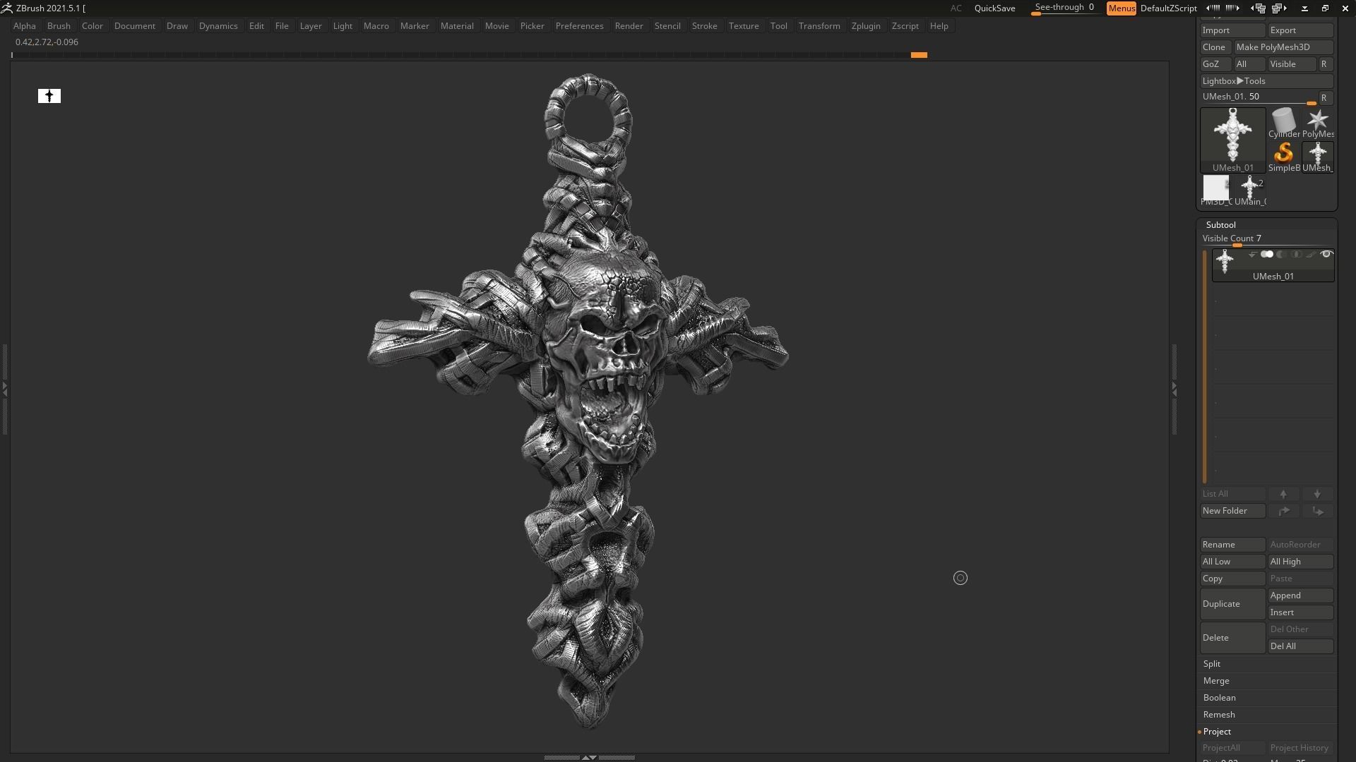 Skull cross Pendant 3d print model 14 3D print model_7