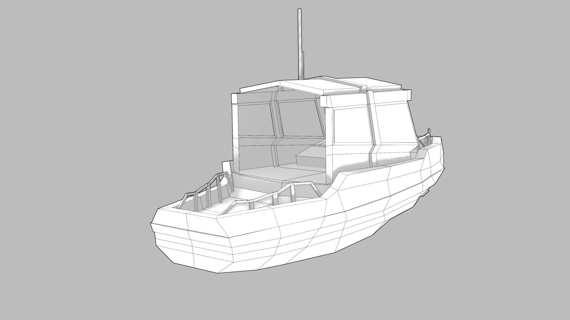 Realistic PBR low poly Cabin Cruiser Low-poly 3D model_3