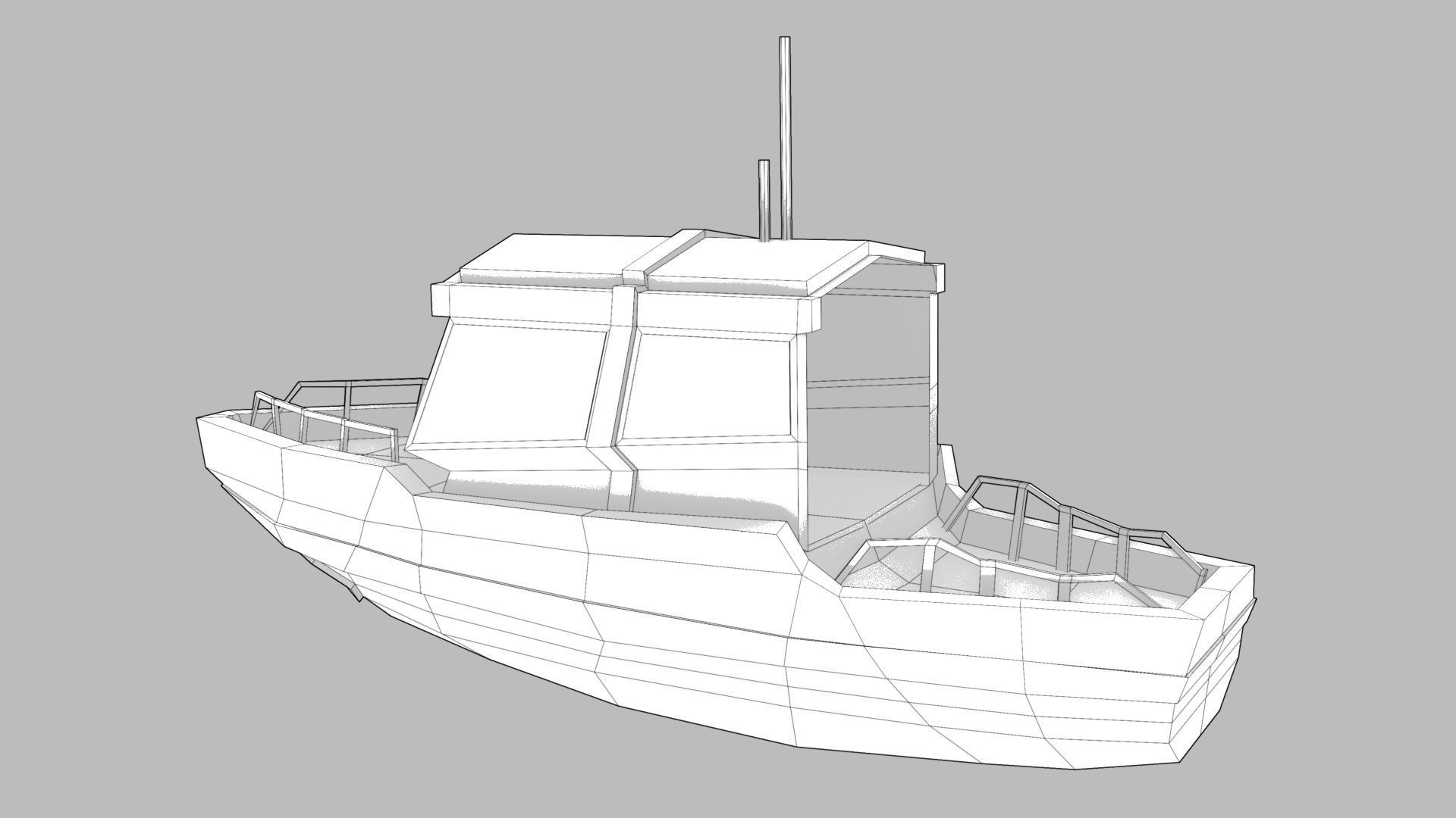 Realistic PBR low poly Cabin Cruiser Low-poly 3D model_4
