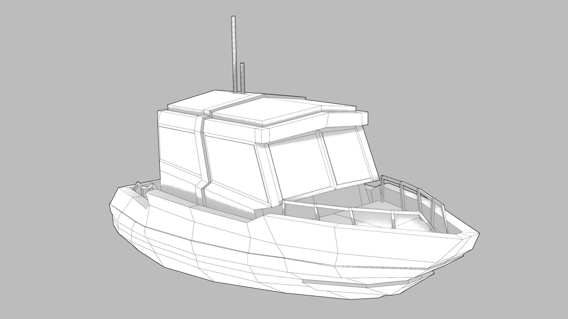Realistic PBR low poly Cabin Cruiser Low-poly 3D model_2