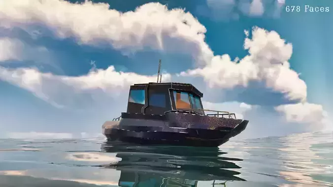 Realistic PBR low poly Cabin Cruiser Low-poly 3D model