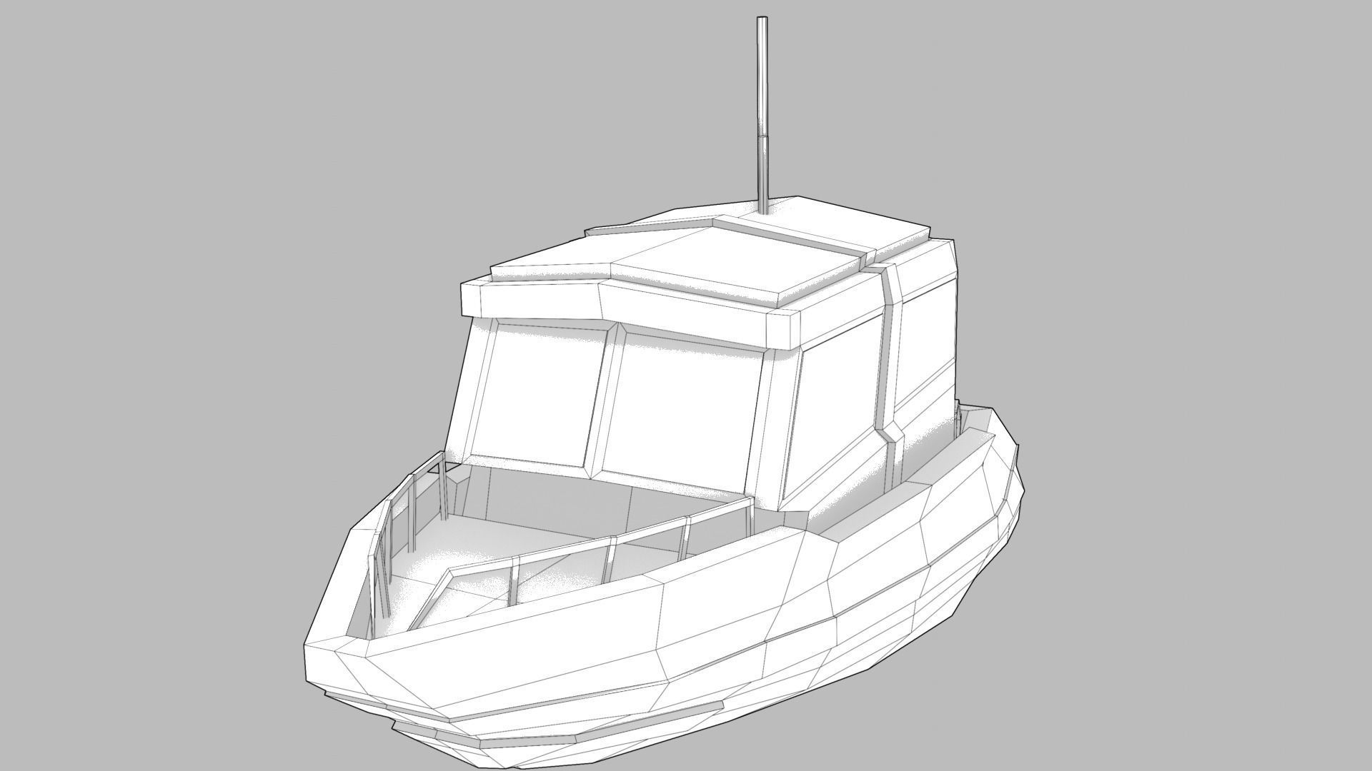 Realistic PBR low poly Cabin Cruiser Low-poly 3D model_5